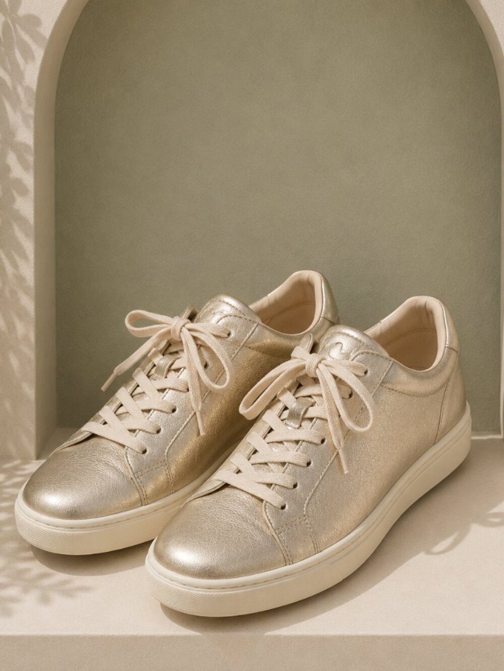ECCO Soft 7 Metallic Gold Leather Sneakers Women's EU 39 US 8-8.5 Danish Design